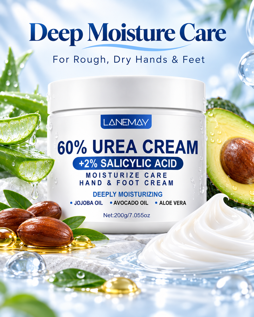 LANEMAY 60% Urea Cream + 2% Salicylic Acid | Hand & Foot Cream 200g