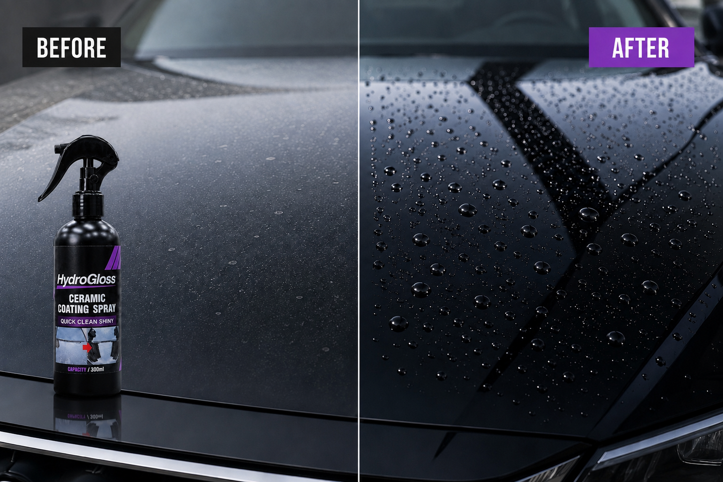 HydroGloss ceramic coating before and after finish