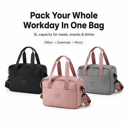 Pink black and gray lunch bags for workday use